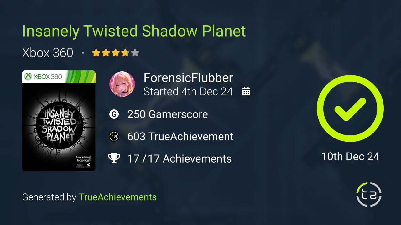 Insanely Twisted Shadow Planet achievement summary